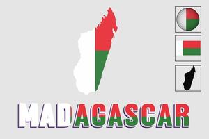 Madagascar mapa y bandera en vector ilustración