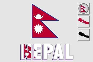 Nepal flag and map in a vector graphic