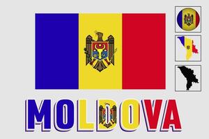 Moldova flag and map in a vector graphic