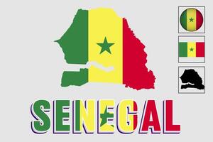 Senegal bandera y mapa en un vector gráfico