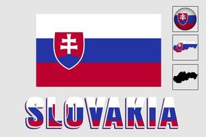 Slovakia flag and map in a vector graphic