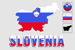 Slovenia flag and map in a vector graphic