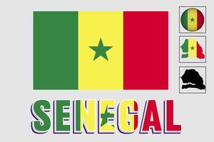 Senegal bandera y mapa en un vector gráfico