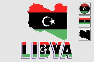 Libya map and flag in vector illustration