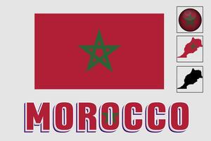 Marruecos bandera y mapa en un vector gráfico