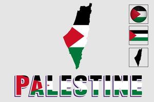 Palestine flag and map in a vector graphic