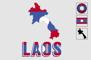 Laos mapa y bandera en vector ilustración