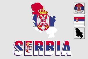 Serbia flag and map in a vector graphic