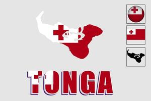 Tonga flag and map in a vector graphic