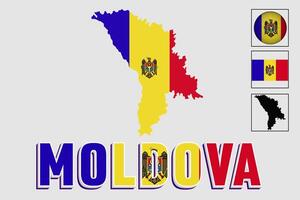 Moldova flag and map in a vector graphic