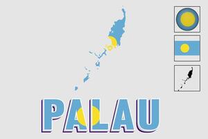 Palau flag and map in a vector graphic