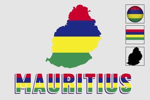 Mauritius map and flag in vector illustration