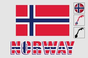 Norway flag and map in a vector graphic