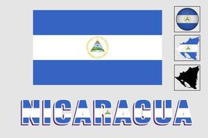 Nicaragua flag and map in a vector graphic