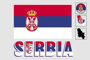 Serbia flag and map in a vector graphic