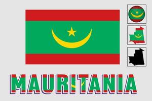 Mauritania map and flag in vector illustration