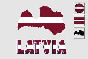 Latvia map and flag in vector illustration