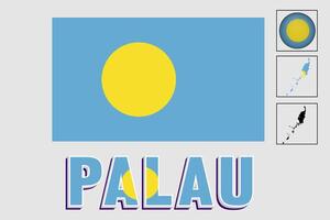 Palau flag and map in a vector graphic