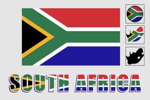 South Africa and map in a vector graphic