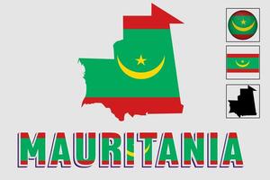 Mauritania map and flag in vector illustration