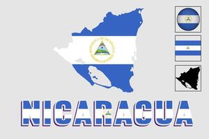 Nicaragua flag and map in a vector graphic