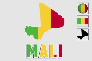 mali mapa y bandera en vector ilustración