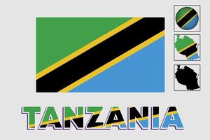 Tanzania flag and map in a vector graphic