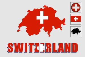 Switzerland flag and map in a vector graphic