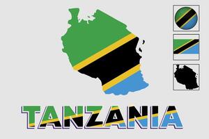 Tanzania flag and map in a vector graphic