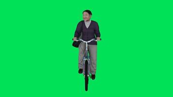 energiek oud Mens rijden fiets van voorkant hoek video