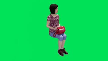 Honorable Madam with Red Bag Waiting for a Taxi Sitting from Angle video