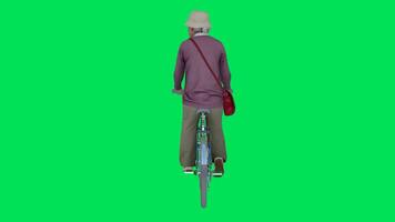 Old woman riding a bicycle from the back video