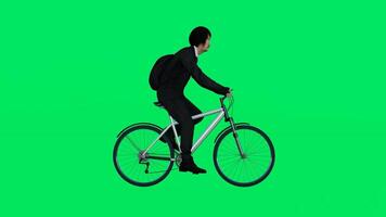 American office man with bicycle from side angle video
