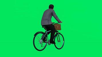 Old American employee man with bicycle from three sides video