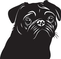 Pug Silhouette Vector Illustration White Background