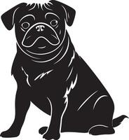 Pug Silhouette Vector Illustration White Background