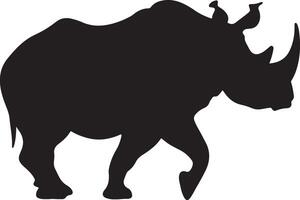 Rhino Silhouette Vector Illustration White Background