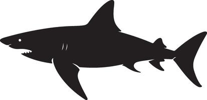 Shark Silhouette Vector Illustration White Background