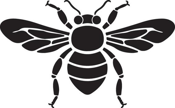 Bee Silhouette Vector Illustration White Background