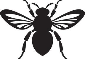 Bee Silhouette Vector Illustration White Background