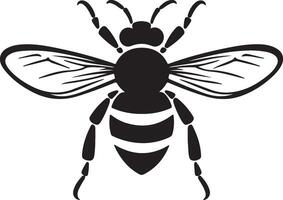 Bee Silhouette Vector Illustration White Background