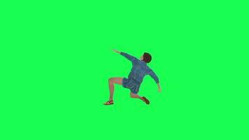 3D rebel girl in jeans throwing grenade right angle green screen video