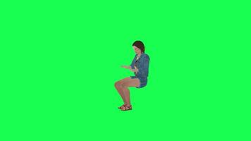 3d animated girl in jeans playing piano right angle green screen video