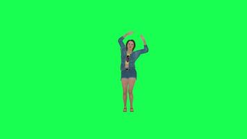 Green screen isolated 3d girl in jeans chicken dance front angle video