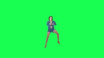 Green screen isolated 3d girl in jeans dancing gangnam style front angle video