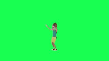 3d teenage boy dancing happy, right angle isolated chroma key green background video