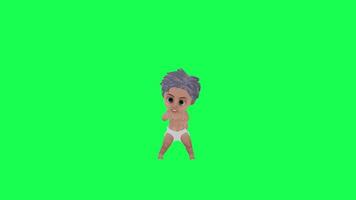 3d Chroma key baby dancing silly front angle green screen video