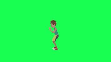 3d adolescent garçon dans des sports vêtements dansant twerk , droite angle chrominance clé vert video