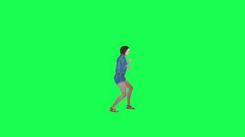 Green screen 3D animated girl in jeans rapping left angle isolated video