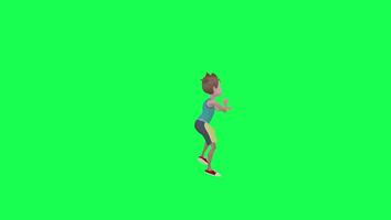 3d teenage boy dancing Gangnam style, left angle chroma key rendering green video